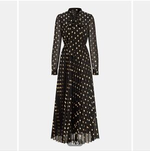 Commense Black and Gold Polka Dot Long Sleeve Dress